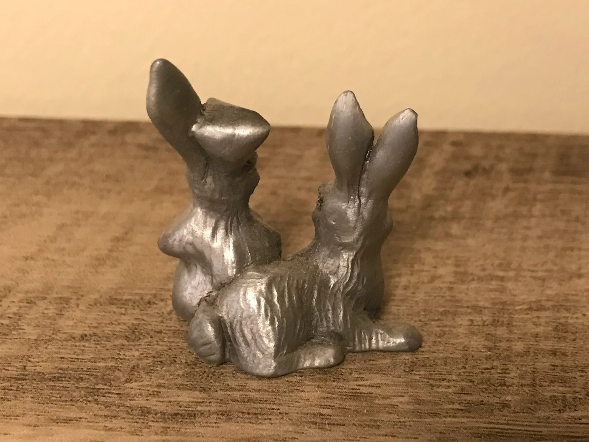 <€€* Hudson Pewter Noah's Ark Collection Pair Bunny RABBITS Retired #2521 1982