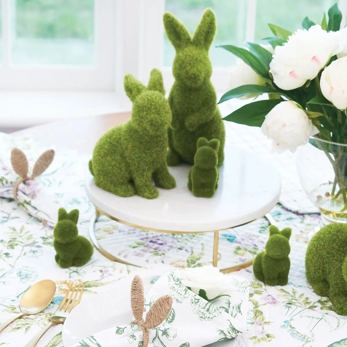 Moss Flocked Bunny, Asst. of 3