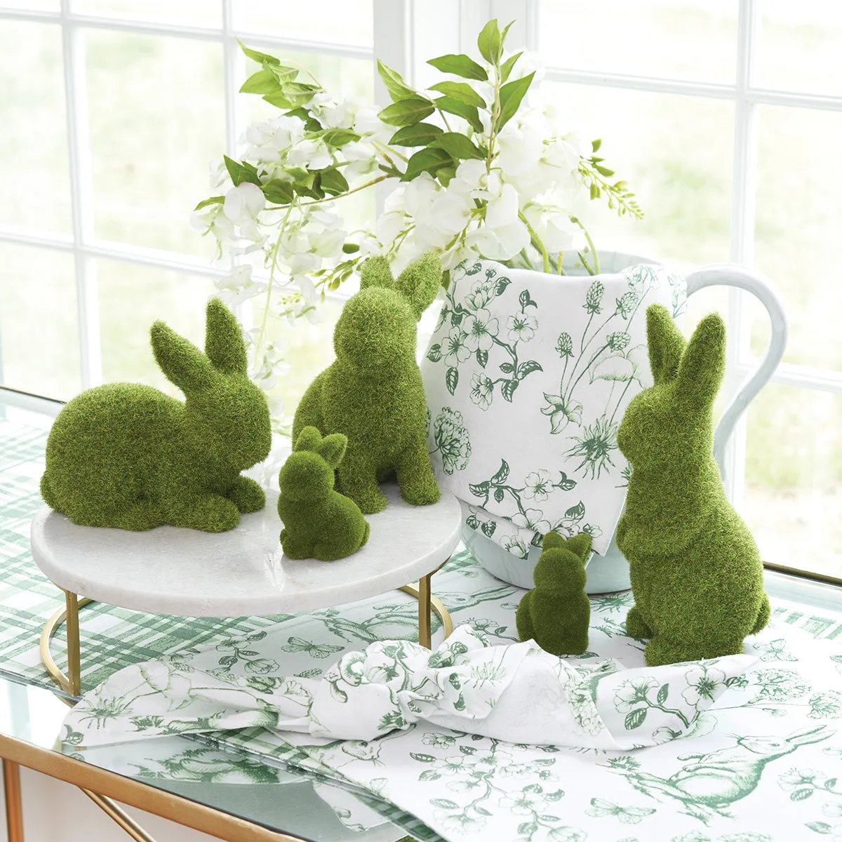 Moss Flocked Bunny, Asst. of 3