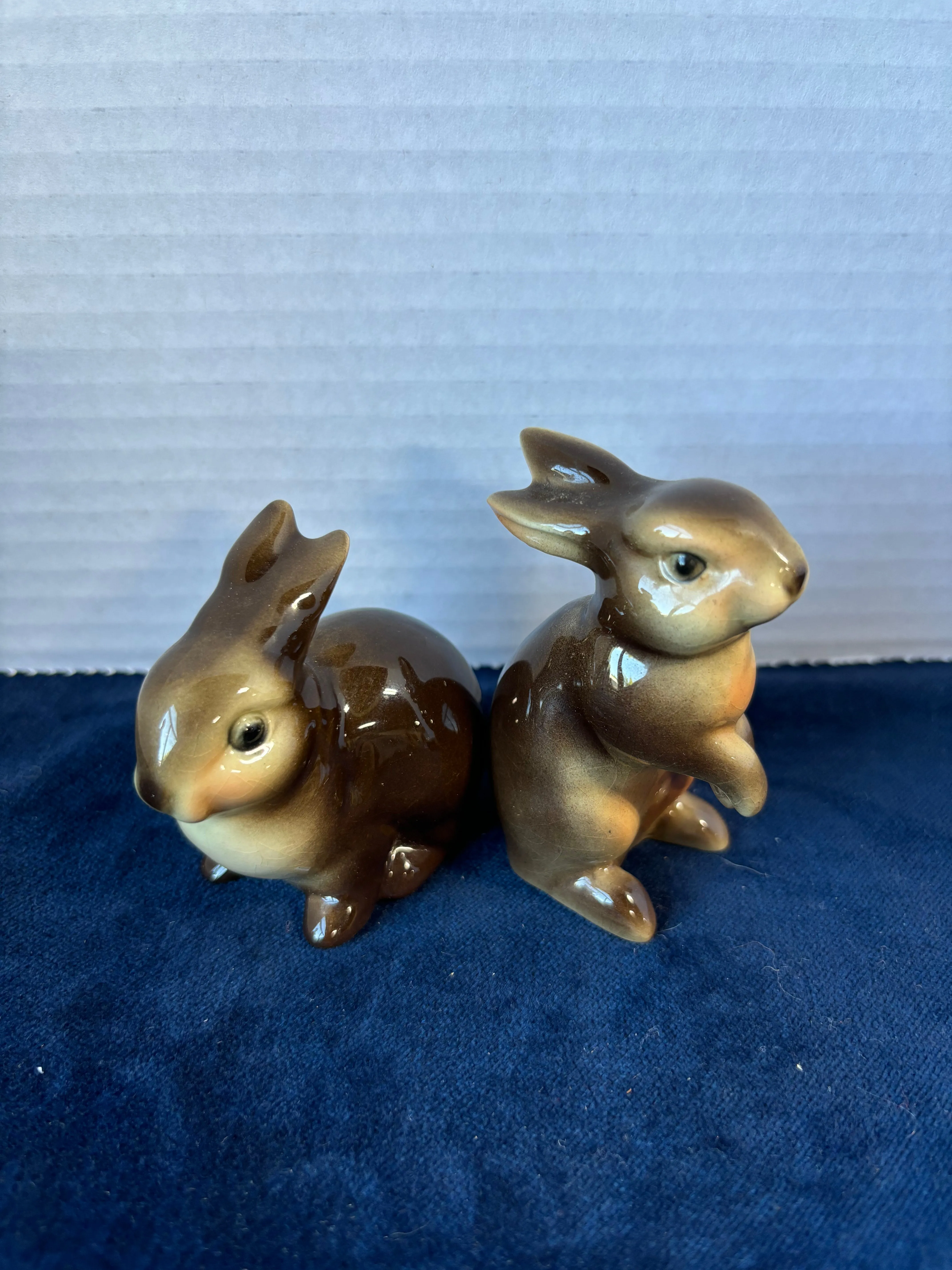 Pair Of Brown Goebel Rabbit Figurines