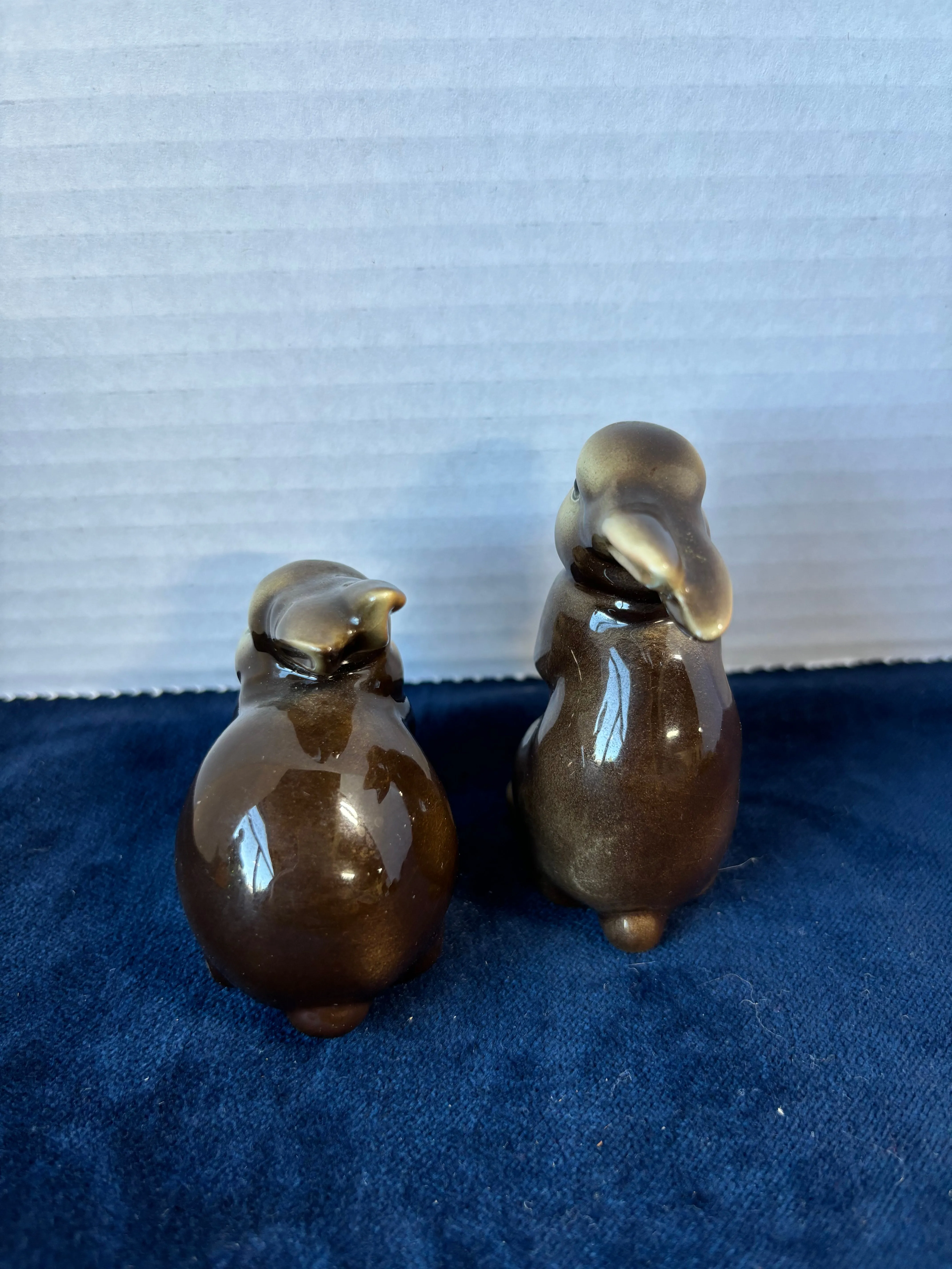 Pair Of Brown Goebel Rabbit Figurines