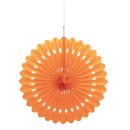 Paper Decorative Fan 16" Pumpkin Orange