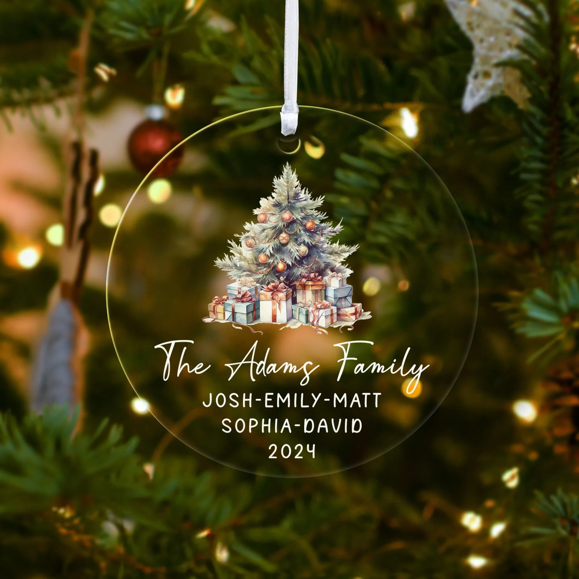 Personalized Family Christmas Ornament 2024 – Custom Family & Pet Ornament AV03-11