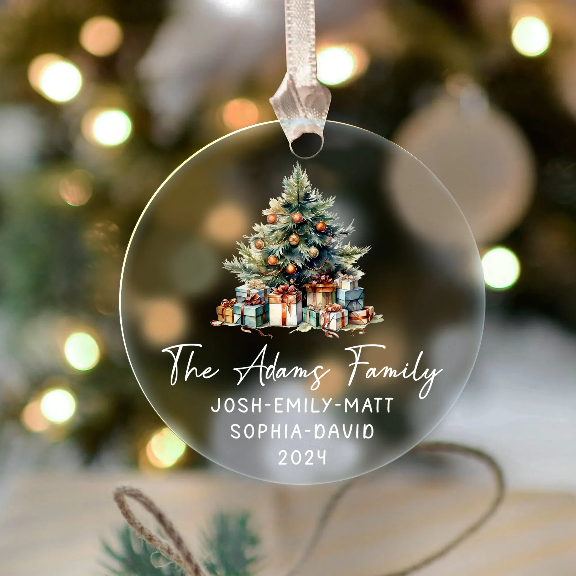 Personalized Family Christmas Ornament 2024 – Custom Family & Pet Ornament AV03-11