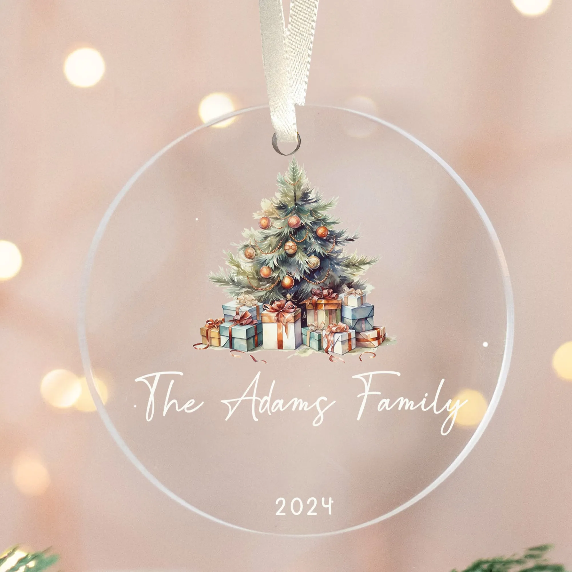 Personalized Family Christmas Ornament 2024 – Custom Family & Pet Ornament AV03-11