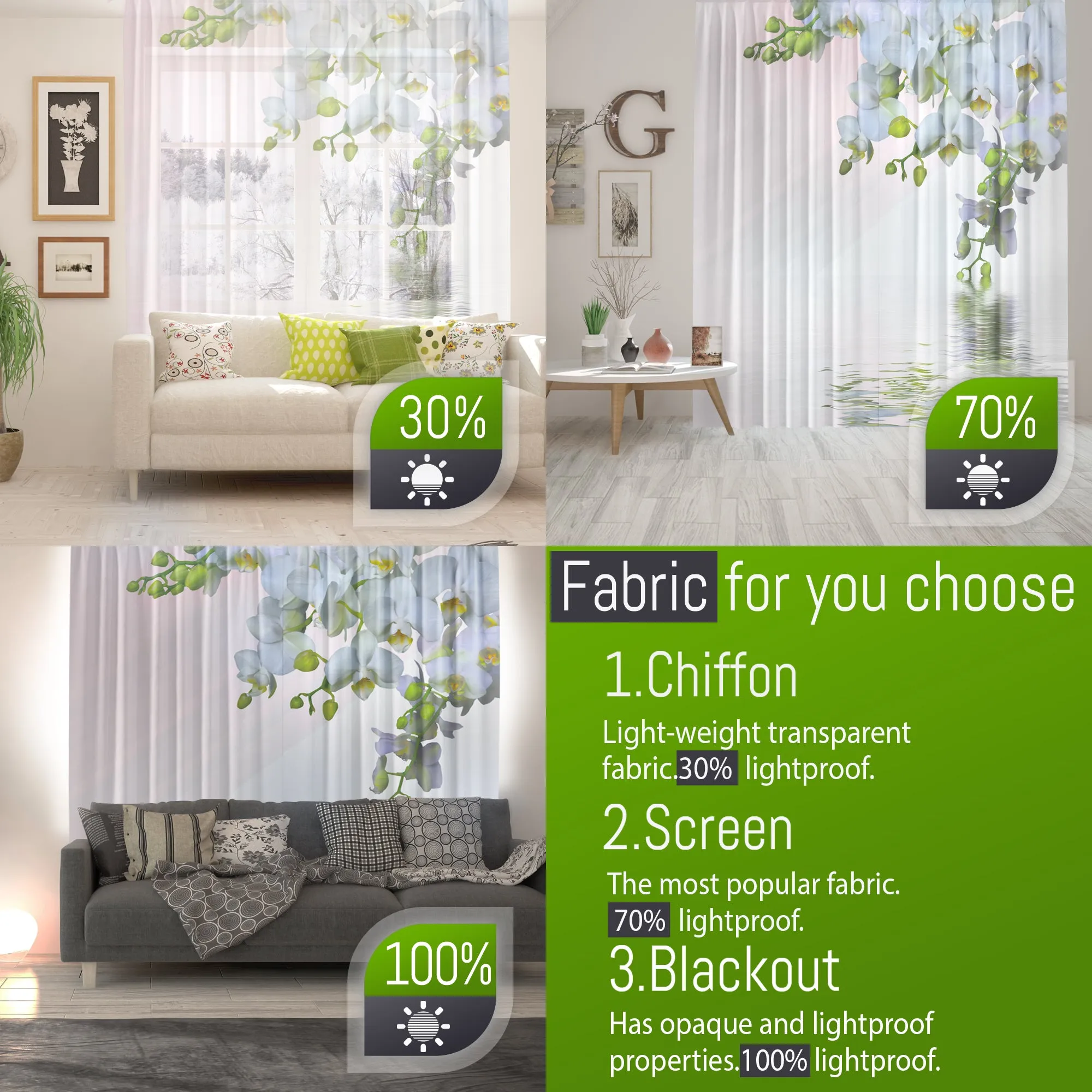 Photo Curtain Green Fresh Bamboo