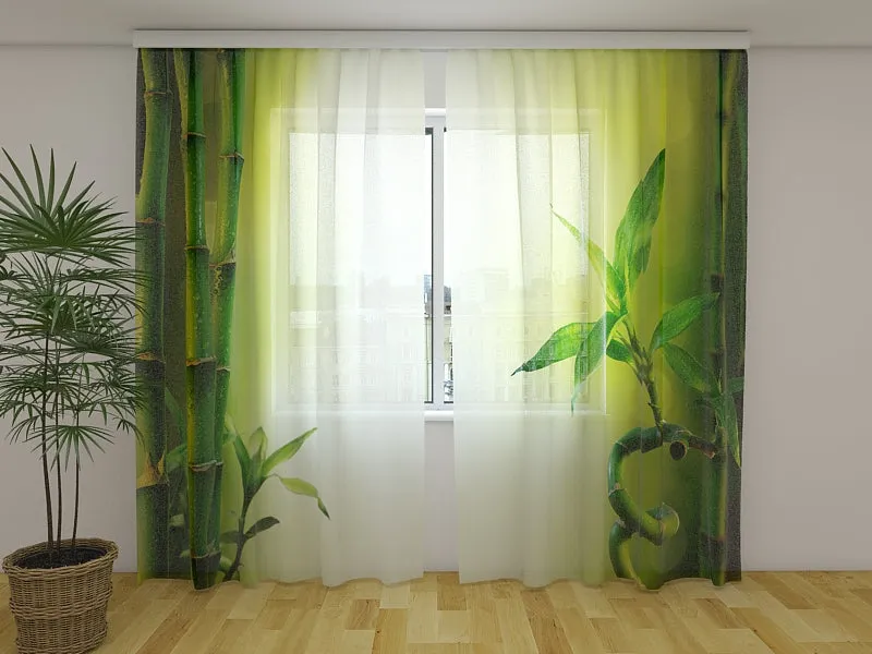 Photo Curtain Green Fresh Bamboo