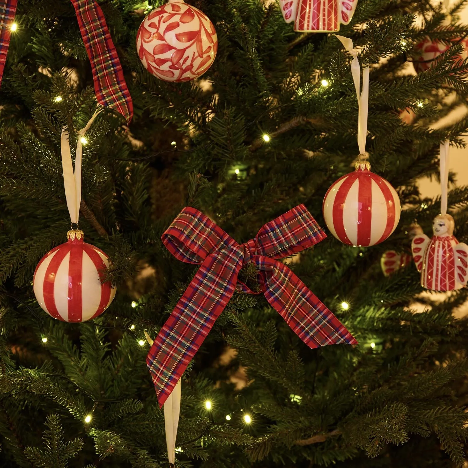 Red Stripes Christmas Baubles (Set of 3)