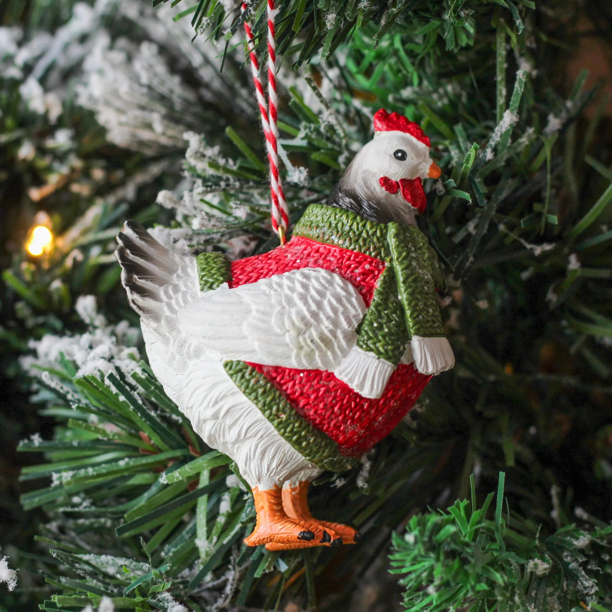 Resin Chicken In Festive Clothing Ornament