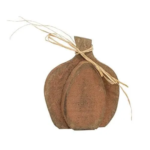 Rustic Wood Pumpkin Sitter - Small Orange