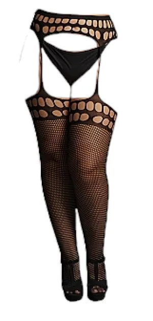 Shots Le Desir Garterbelt Stockings With Open Design Black