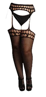 Shots Le Desir Garterbelt Stockings With Open Design Black