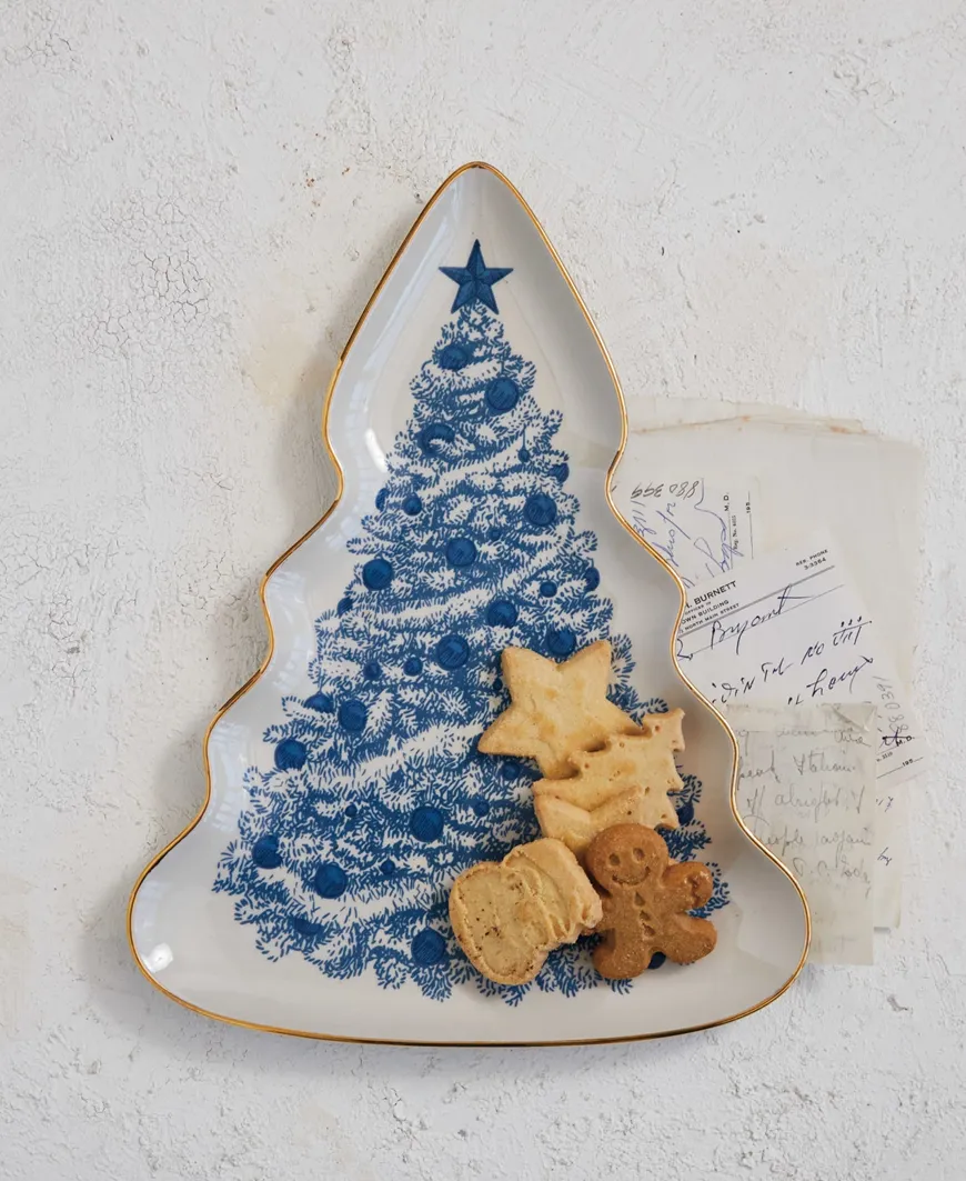 Stoneware Christmas Tree Serving Plate