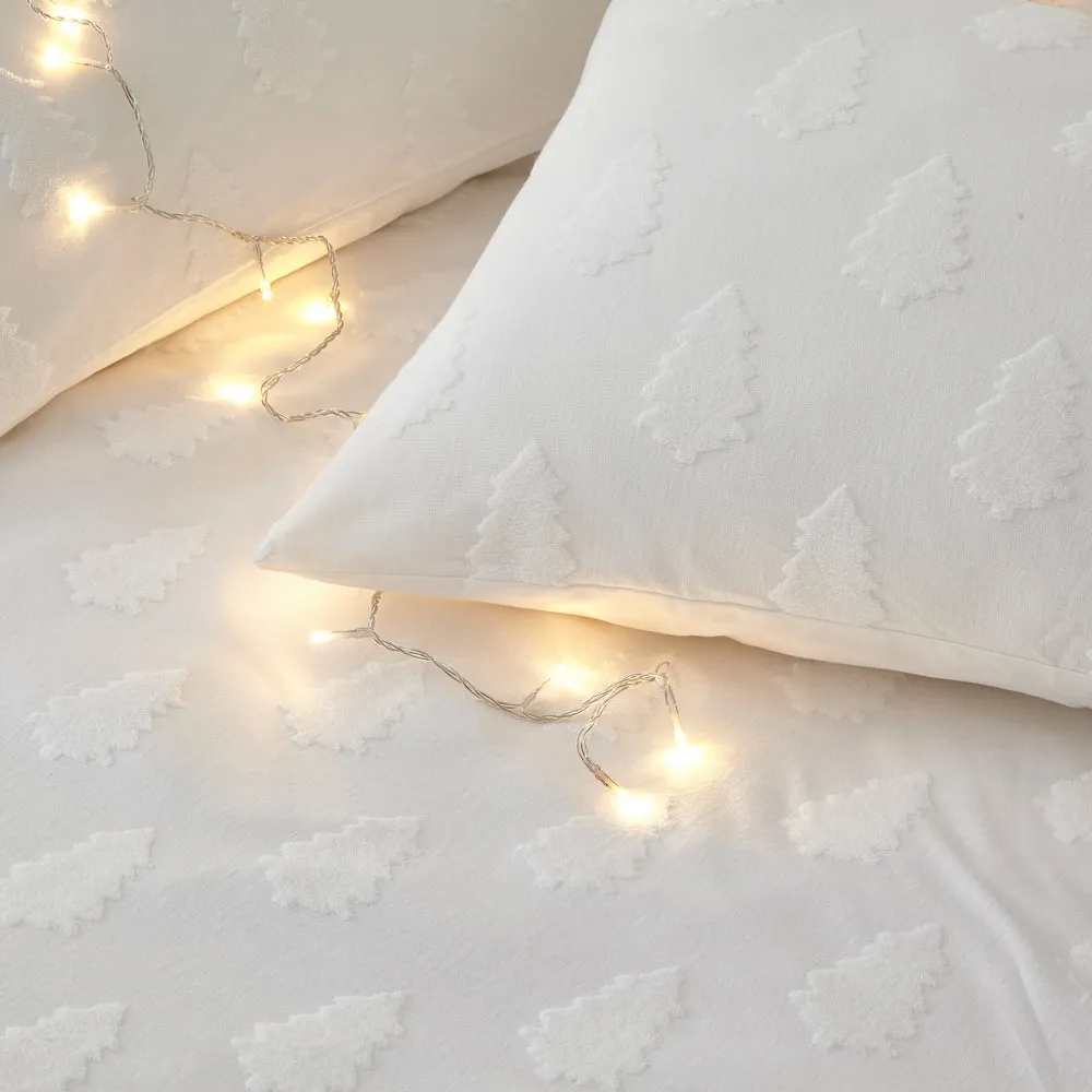 Tufted Tree Festive 100% Cotton Duvet Cover Set Snow