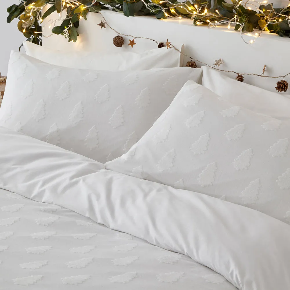 Tufted Tree Festive 100% Cotton Duvet Cover Set Snow