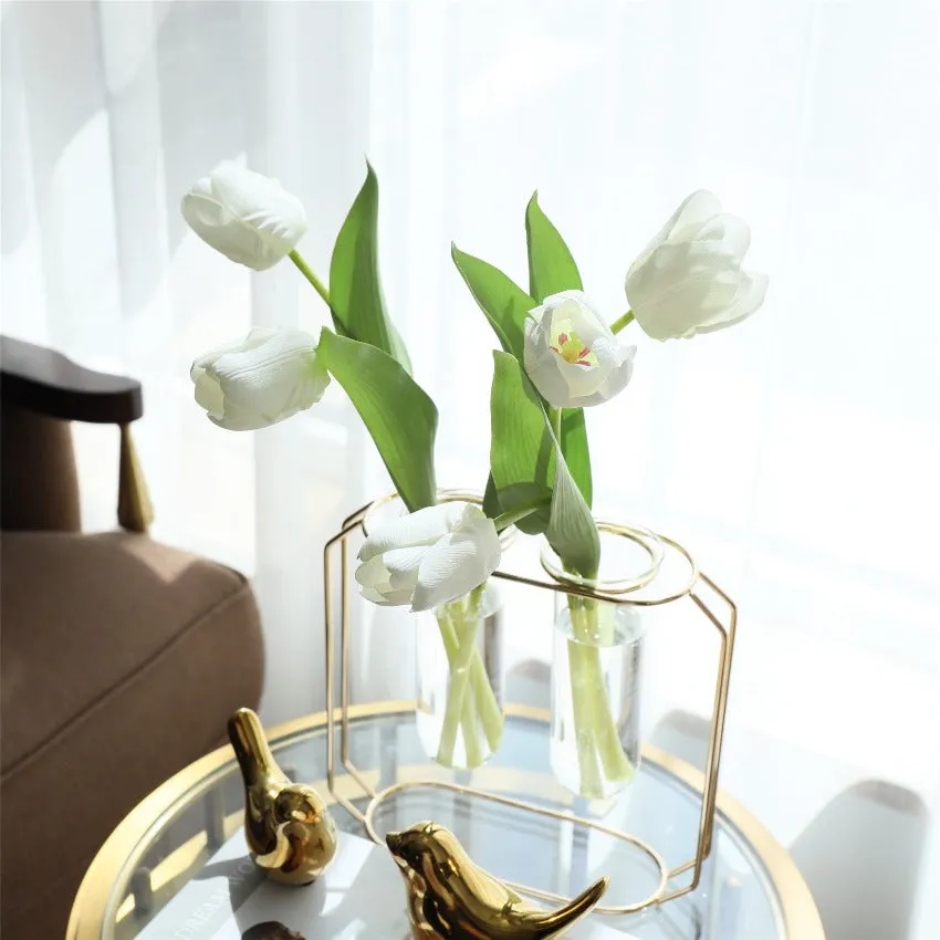 White Silk Tulips 10 flowers for Home decor