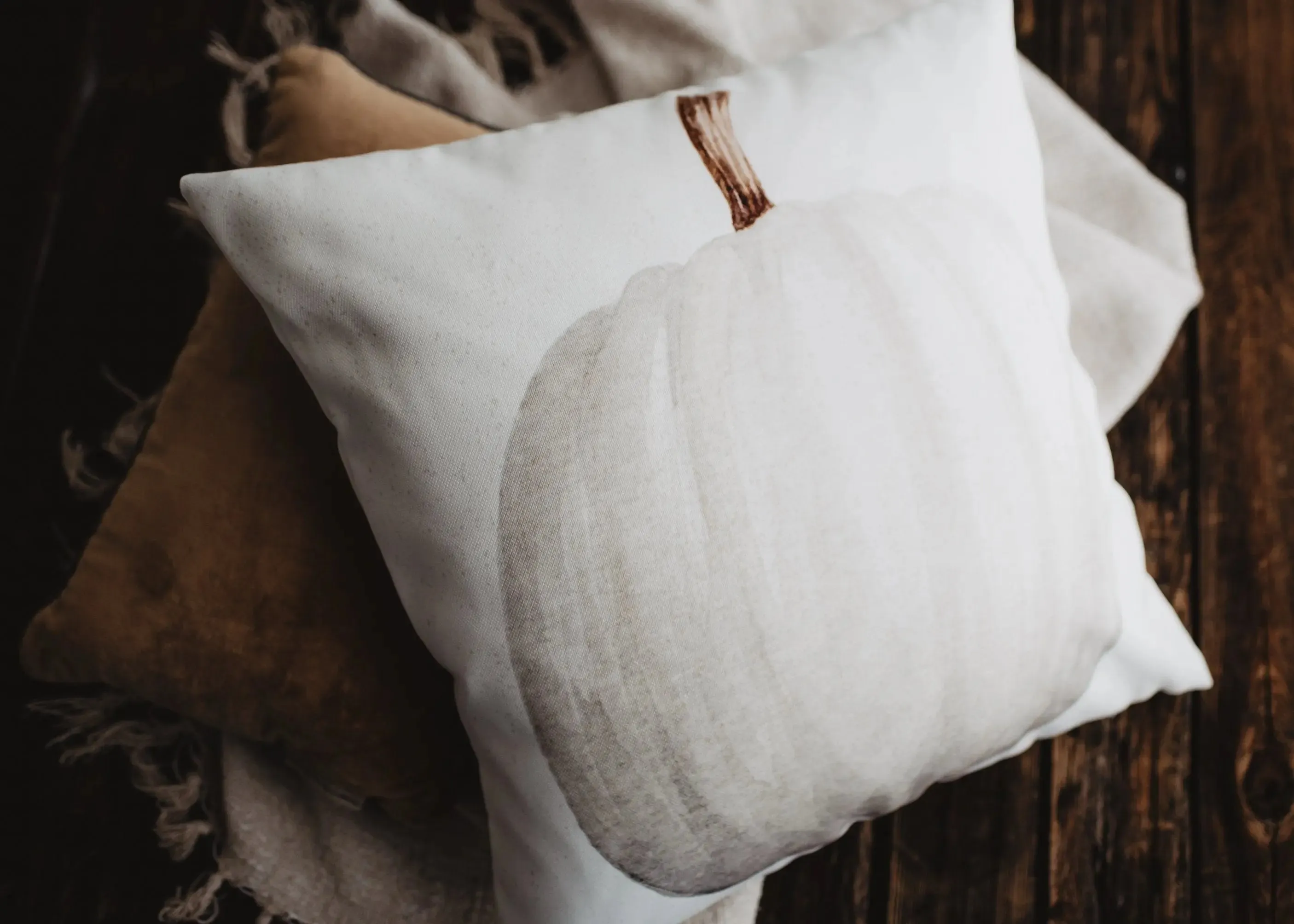 White Straight Stem Pumpkin Pillow Cover |   Primitive Farmhouse Decor | Farmhouse Pillows | Country Decor | Fall Throw Pillows | Gift